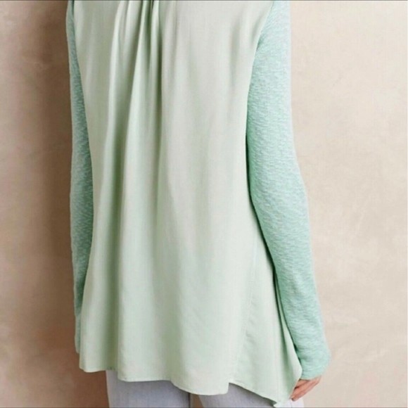 ANTHROPOLOGIE Left of Center Centerline Slubbed Tee Cotton Mint Turquoise XS S M - Picture 3 of 8